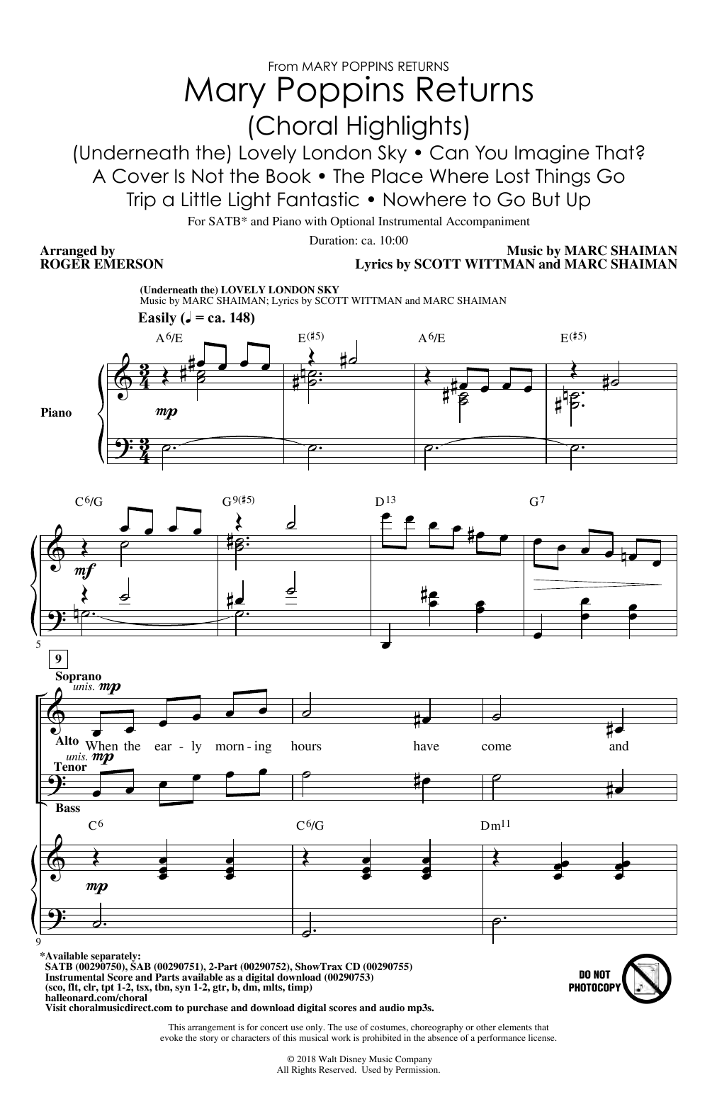 Download Marc Shaiman & Scott Wittman Mary Poppins Returns (Choral Highlights Sheet Music