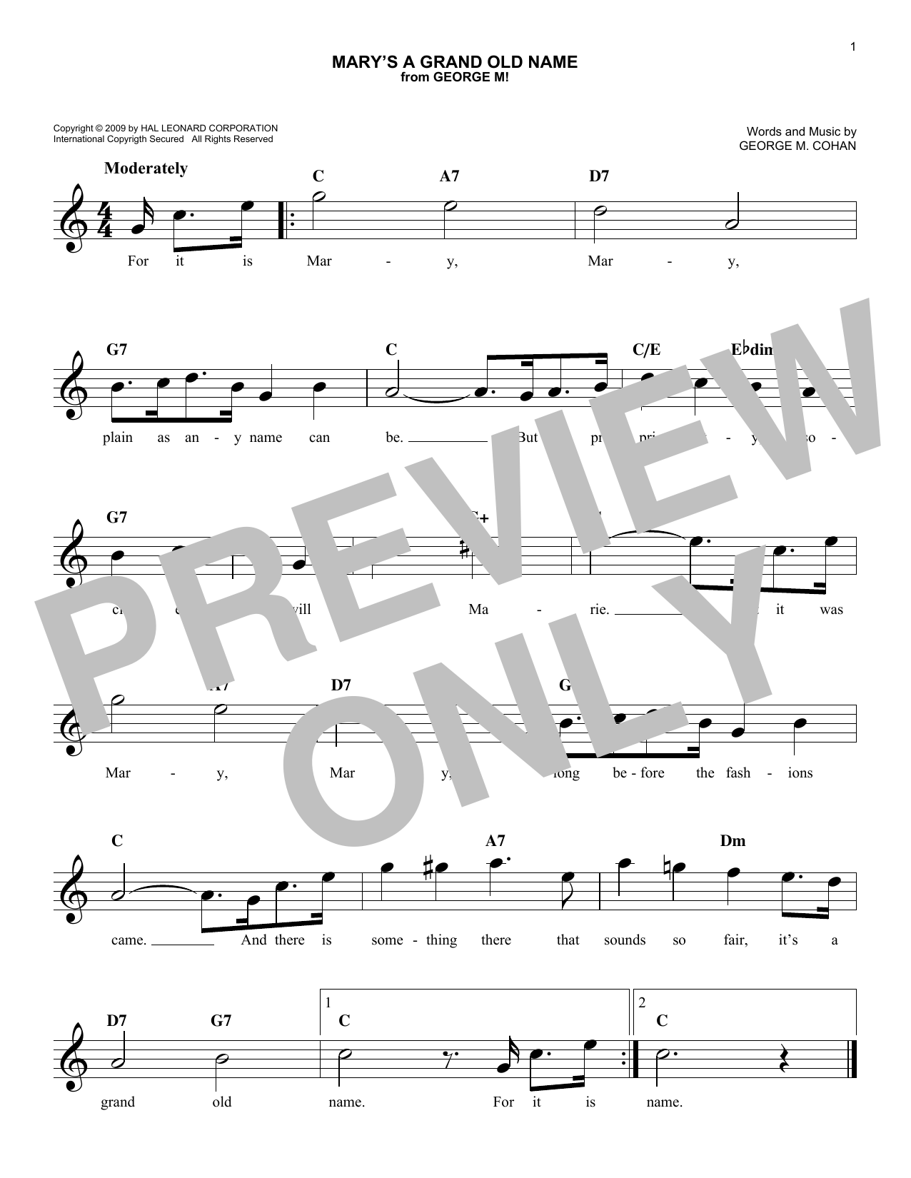 Download George M. Cohan Mary's A Grand Old Name Sheet Music