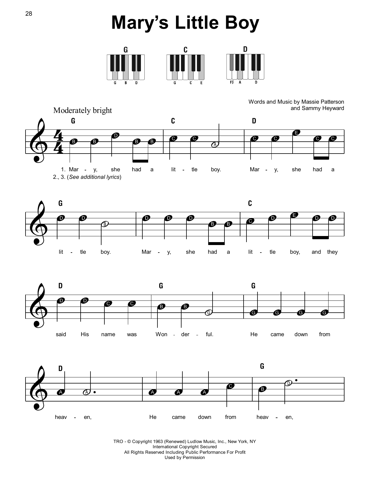 Download Massie Patterson Mary's Little Boy Sheet Music