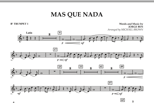 Download Michael Brown Mas Que Nada - Bb Trumpet 1 Sheet Music