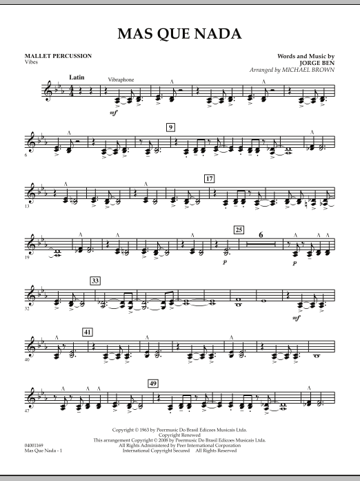Download Michael Brown Mas Que Nada - Mallet Percussion Sheet Music