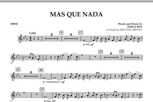 Download Michael Brown Mas Que Nada - Oboe Sheet Music