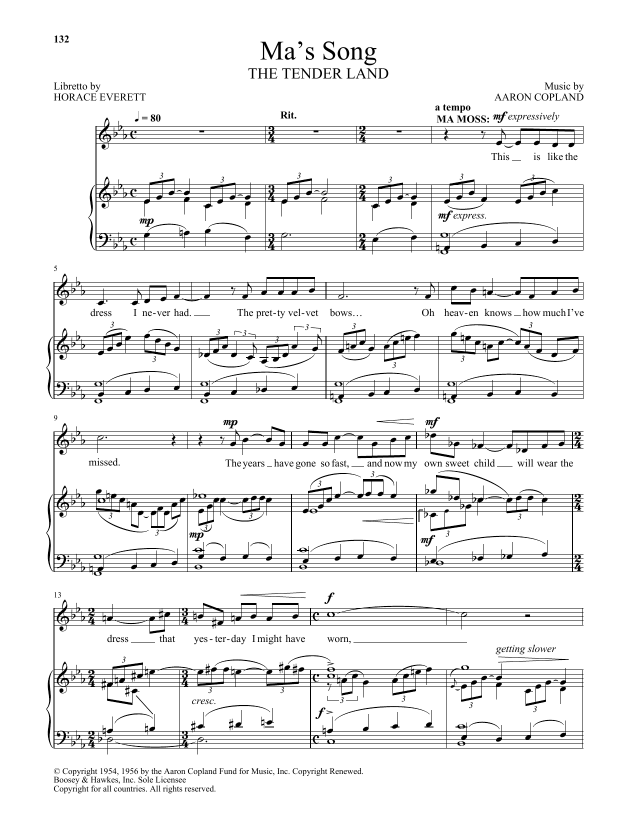 Download Aaron Copland Ma's Song (from The Tender Land) Sheet Music