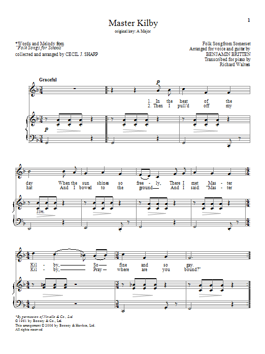 Download Benjamin Britten Master Kilby Sheet Music