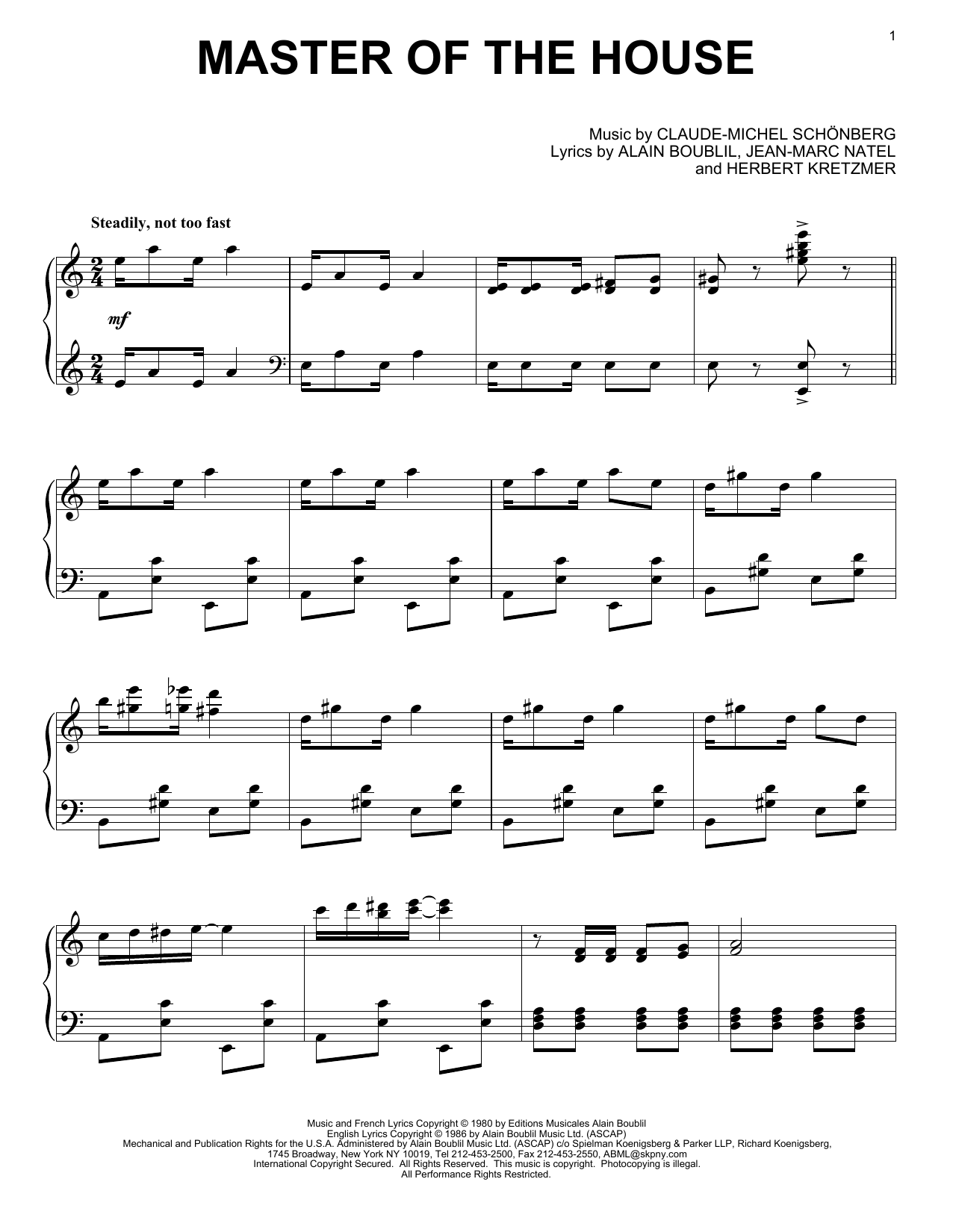 Download Les Miserables (Musical) Master Of The House Sheet Music