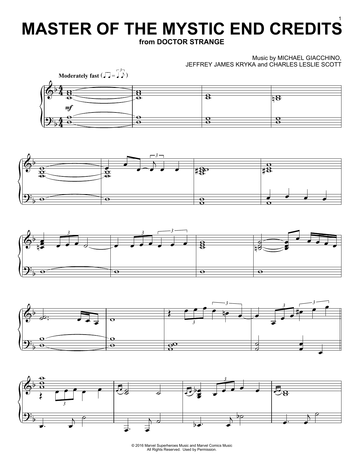 Download Michael Giacchino Master Of The Mystic End Credits (from Sheet Music