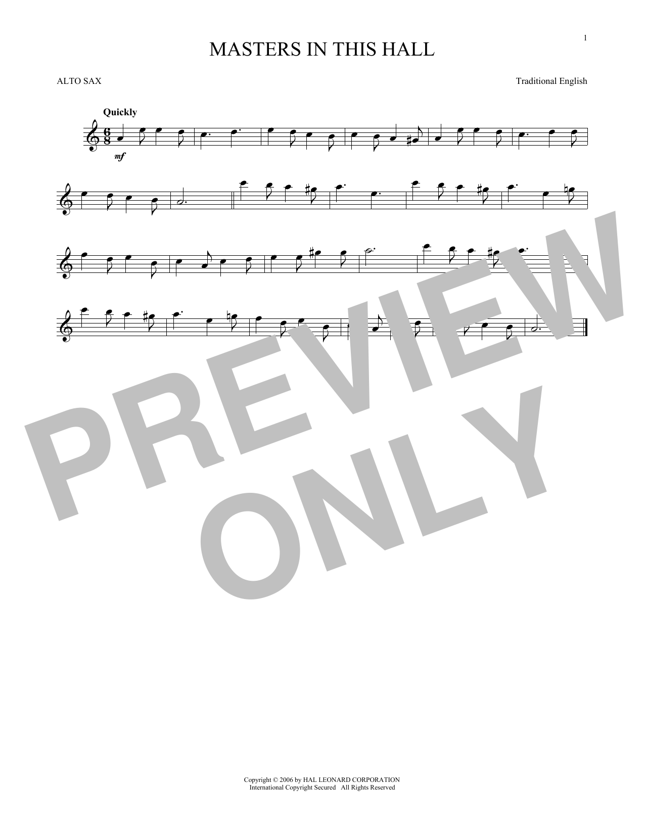 Download Traditional English Masters In This Hall Sheet Music