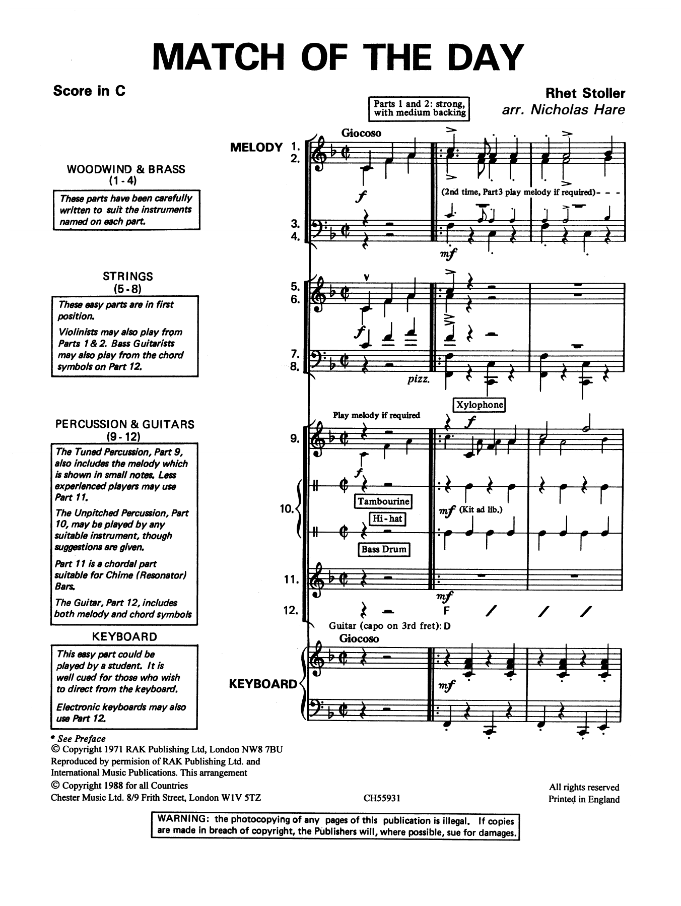 Download Barry Stoller Match Of The Day Sheet Music