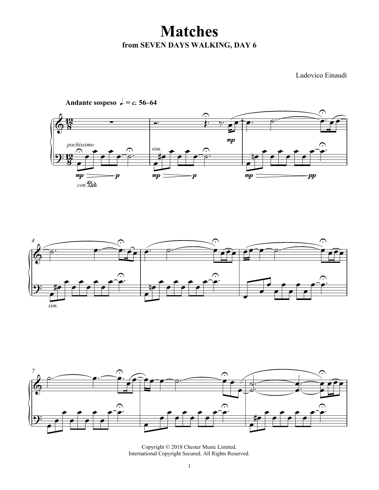 Download Ludovico Einaudi Matches (from Seven Days Walking: Day 6 Sheet Music