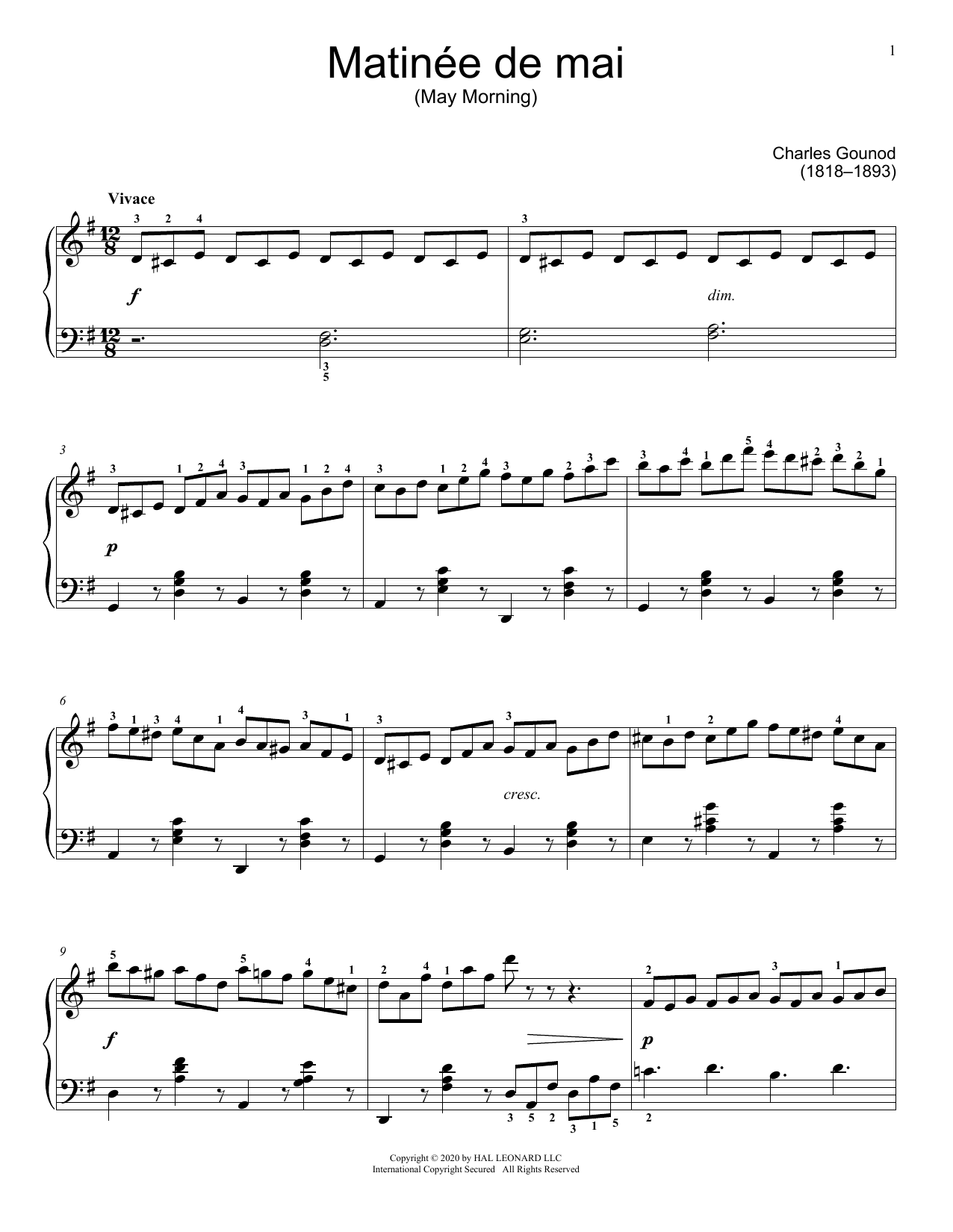 Download Charles Gounod Matinee de mai Sheet Music