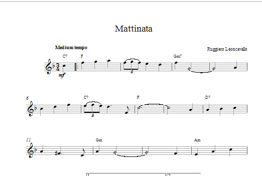 Ruggero Leoncavallo Mattinata sheet music notes printable PDF score