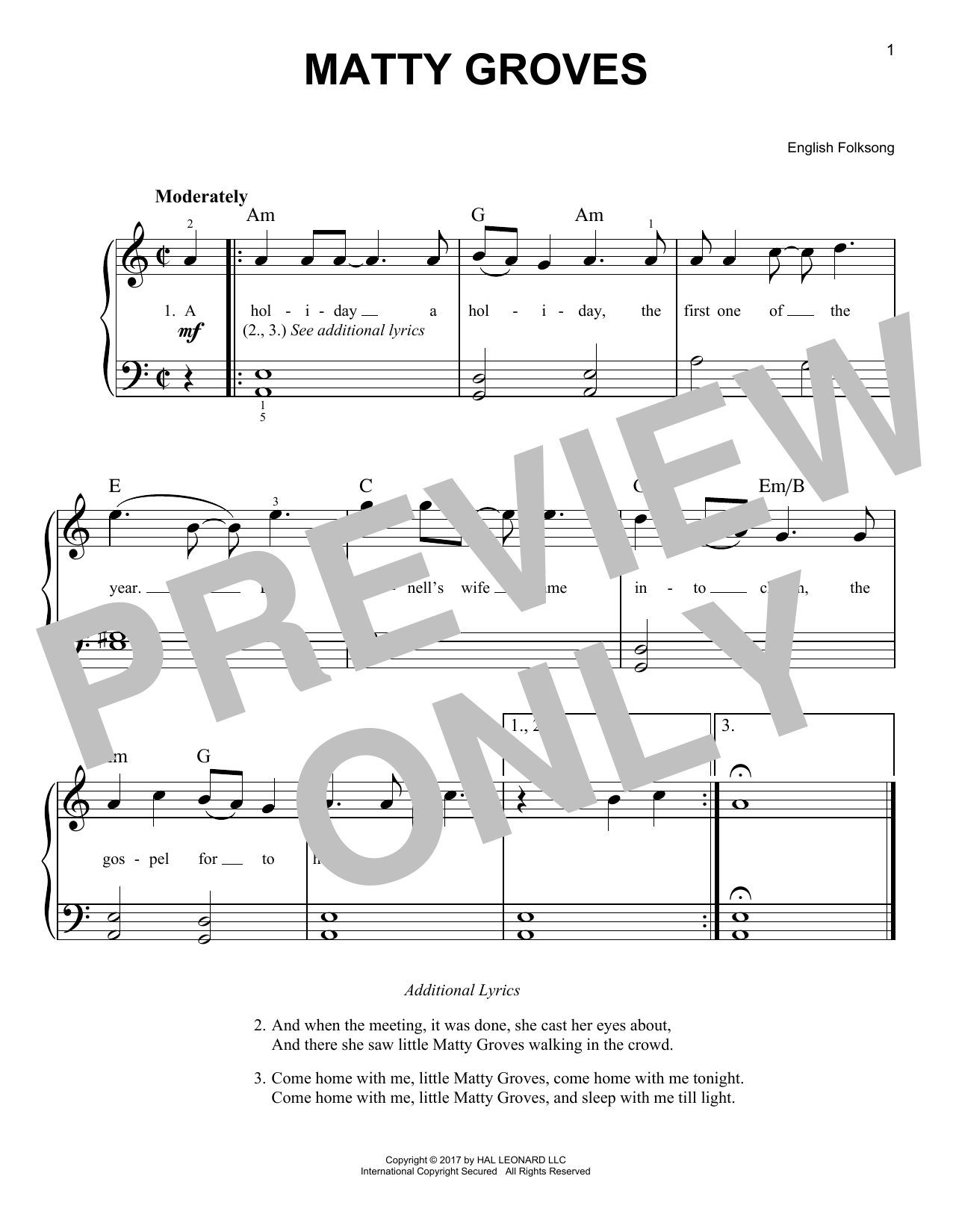 Download English Folksong Matty Groves Sheet Music