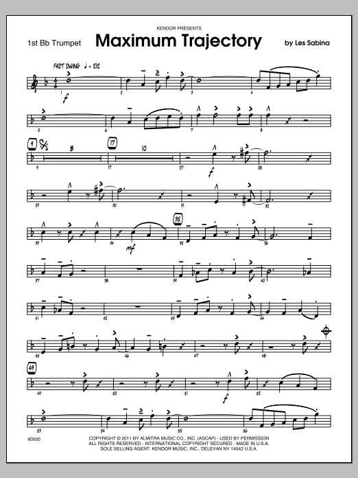 Download Sabina Maximum Trajectory - 1st Bb Trumpet Sheet Music