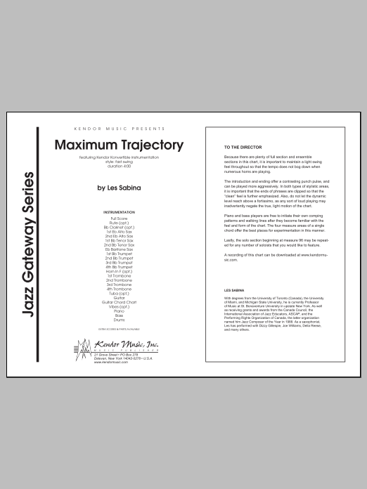 Download Sabina Maximum Trajectory - Full Score Sheet Music
