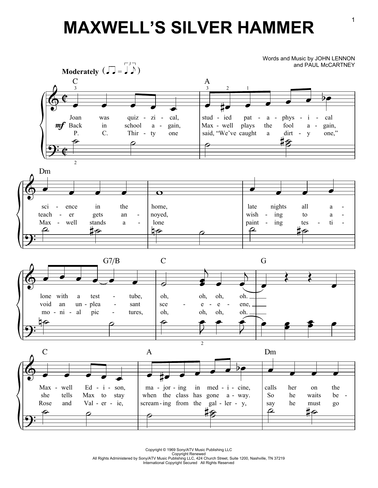 Download The Beatles Maxwell's Silver Hammer Sheet Music