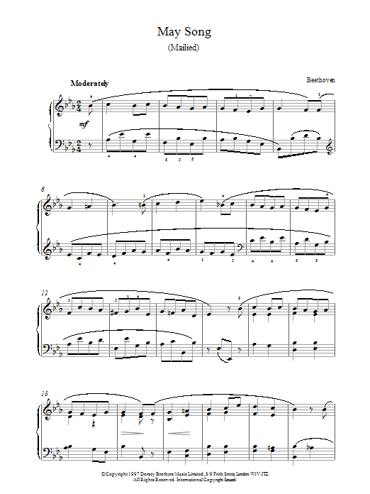 Download Ludwig van Beethoven May Song Op.52, No.4 Sheet Music