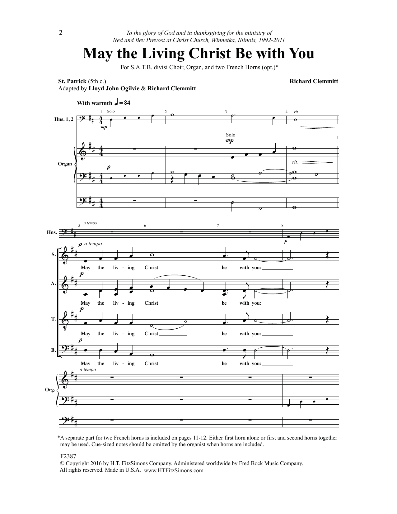 Download Lloyd John Ogilvie May the Living Christ Be with You Sheet Music