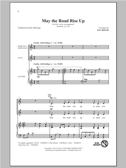 Download Traditional May The Road Rise Up (arr. Jay Rouse) Sheet Music