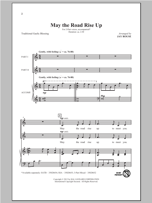 Download Jay Rouse May The Road Rise Up Sheet Music
