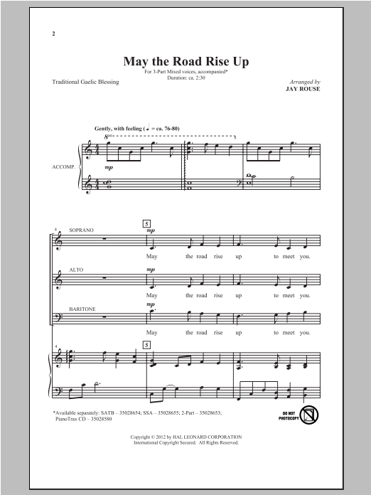 Download Traditional May The Road Rise Up (arr. Jay Rouse) Sheet Music