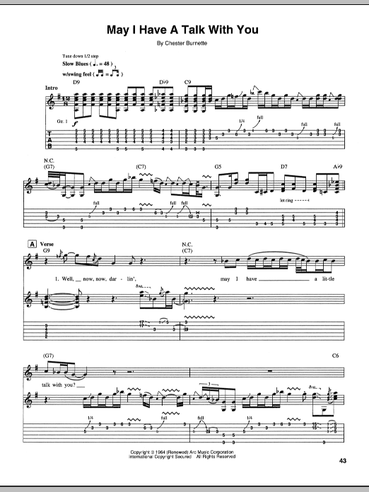 Download Stevie Ray Vaughan May I Have A Talk With You Sheet Music