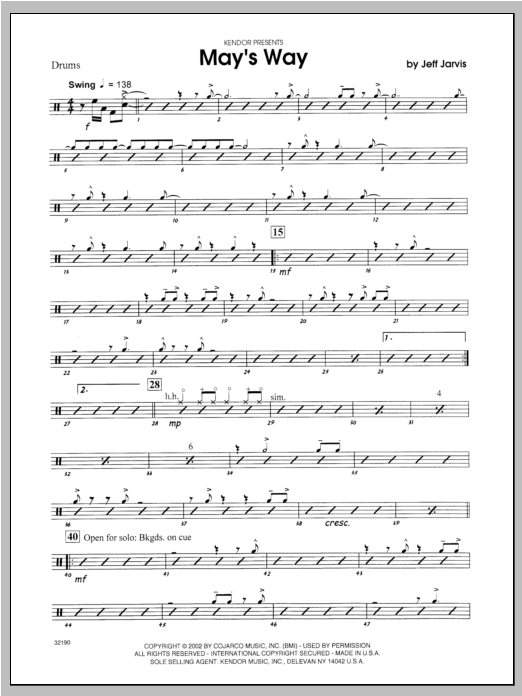 Download Jarvis May's Way - Drums Sheet Music