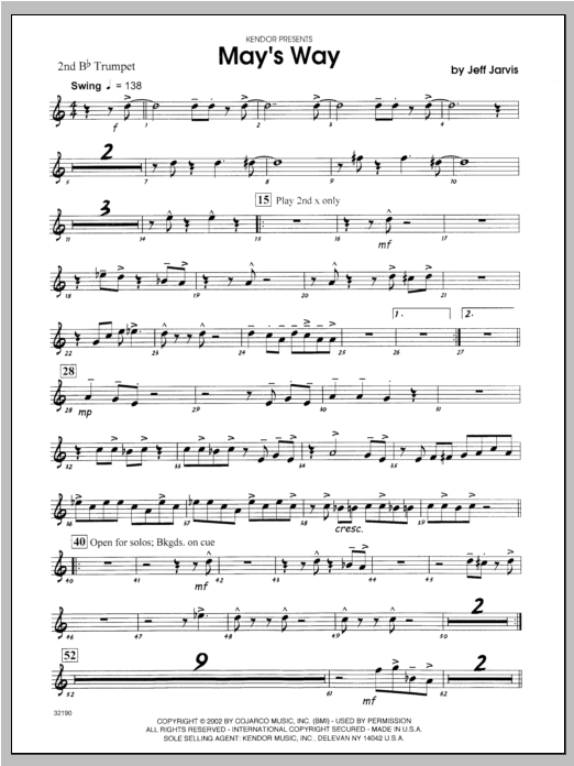 Download Jarvis May's Way - Trumpet 2 Sheet Music