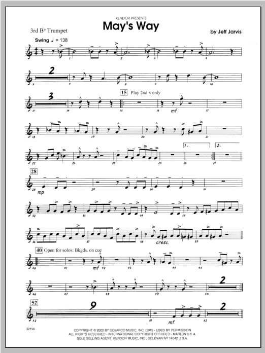 Download Jarvis May's Way - Trumpet 3 Sheet Music