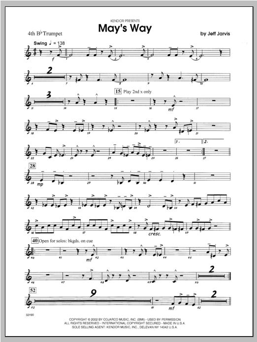 Download Jarvis May's Way - Trumpet 4 Sheet Music