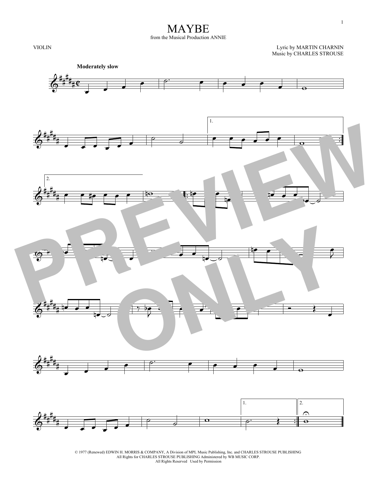 Download Charles Strouse Maybe Sheet Music