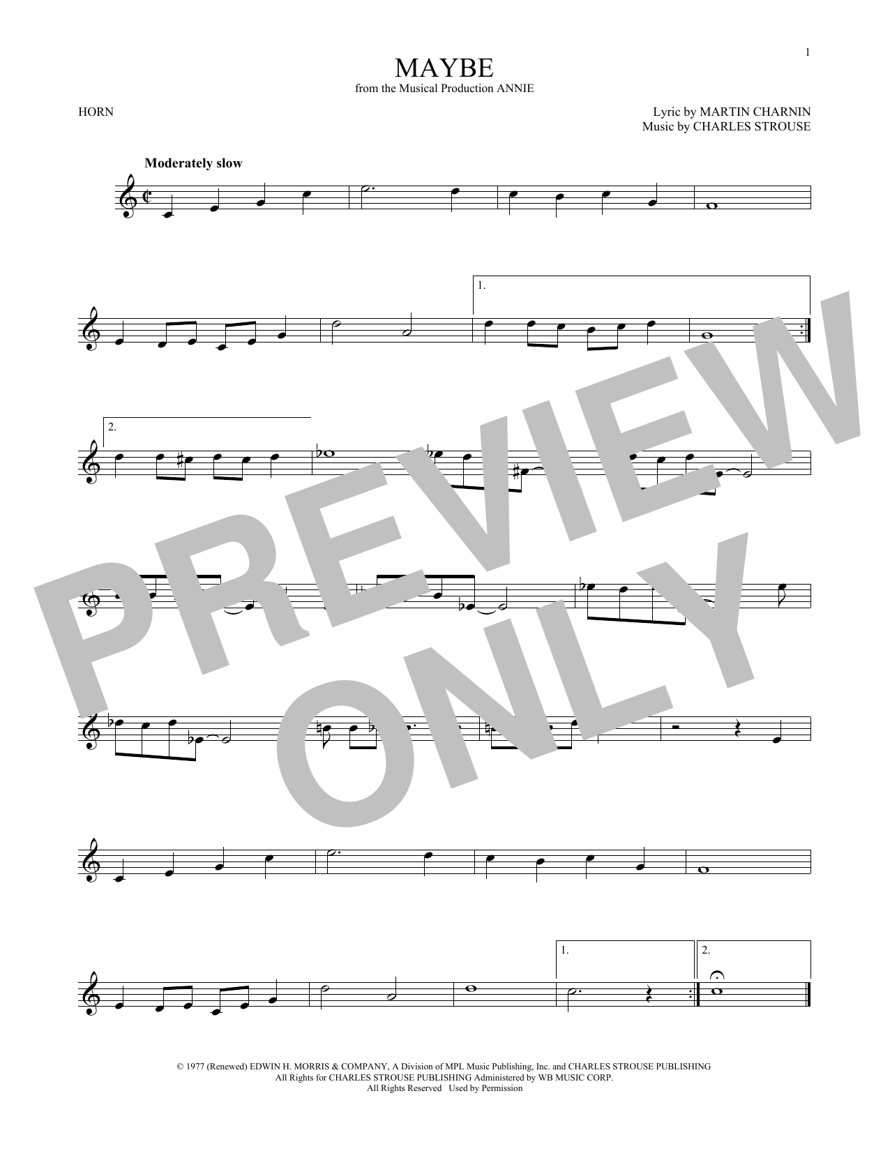 Download Charles Strouse Maybe Sheet Music