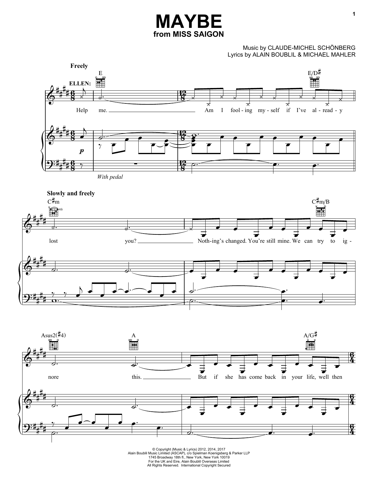 Download Boublil and Schonberg Maybe (from Miss Saigon) Sheet Music
