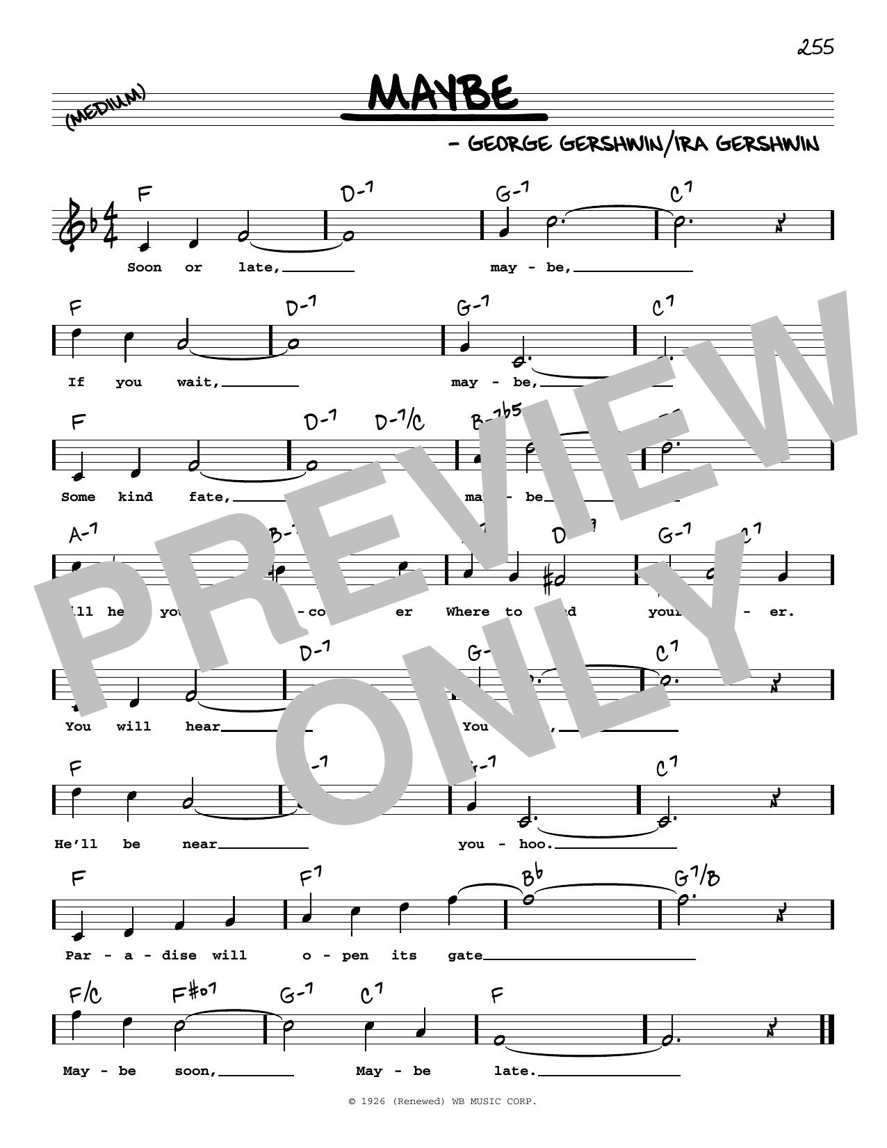 Download George Gershwin Maybe (High Voice) Sheet Music