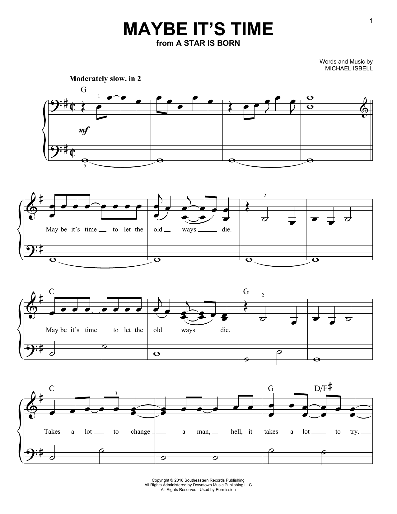 Download Bradley Cooper Maybe It's Time (from A Star Is Born) Sheet Music