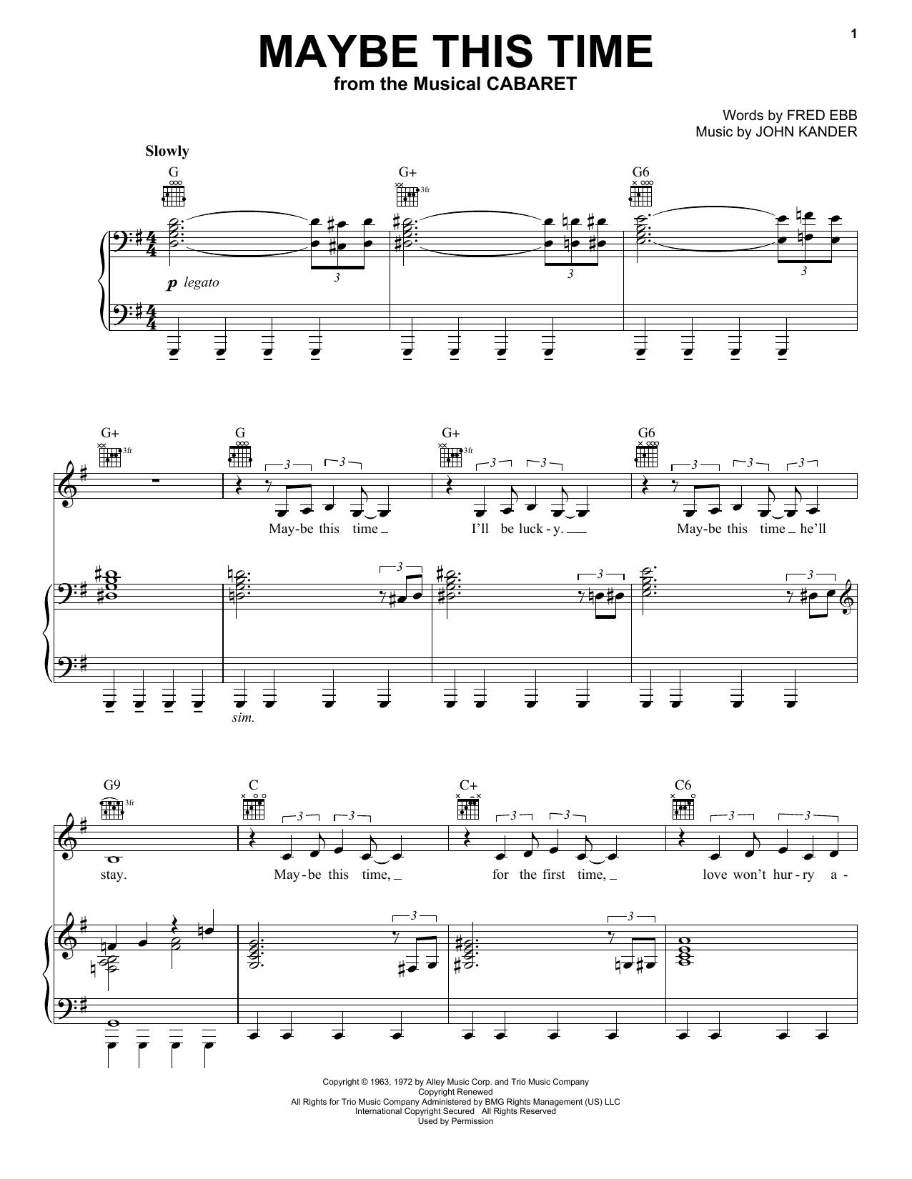 Download Fred Ebb Maybe This Time Sheet Music