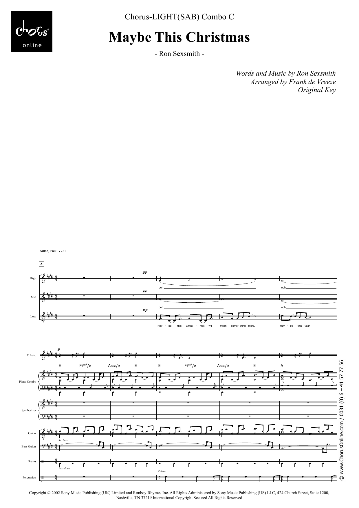 Nils Landgren, Johan Norberg and Jonas Knutsson Maybe This Christmas (arr. Frank de Vreeze) sheet music notes printable PDF score