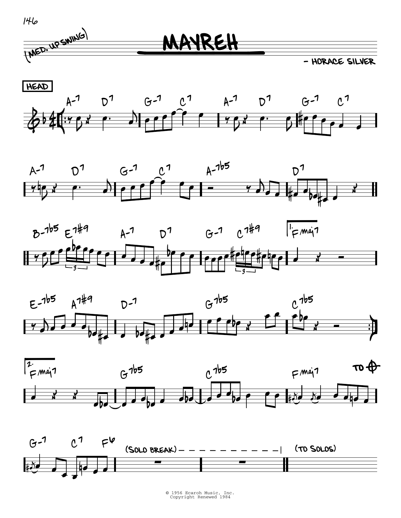 Download Horace Silver Mayreh Sheet Music