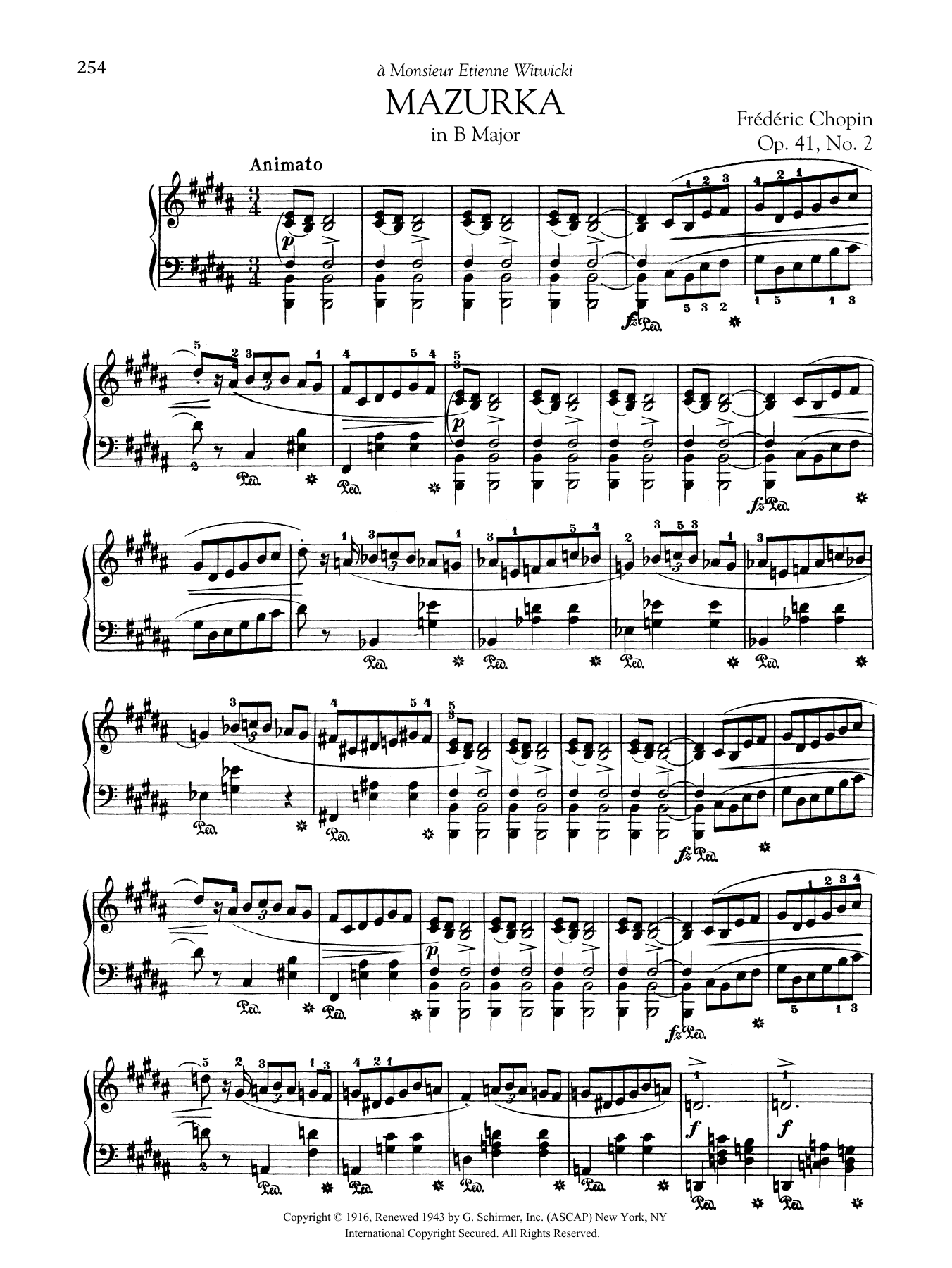 Download Frederic Chopin Mazurka in B Major, Op. 41, No. 2 Sheet Music