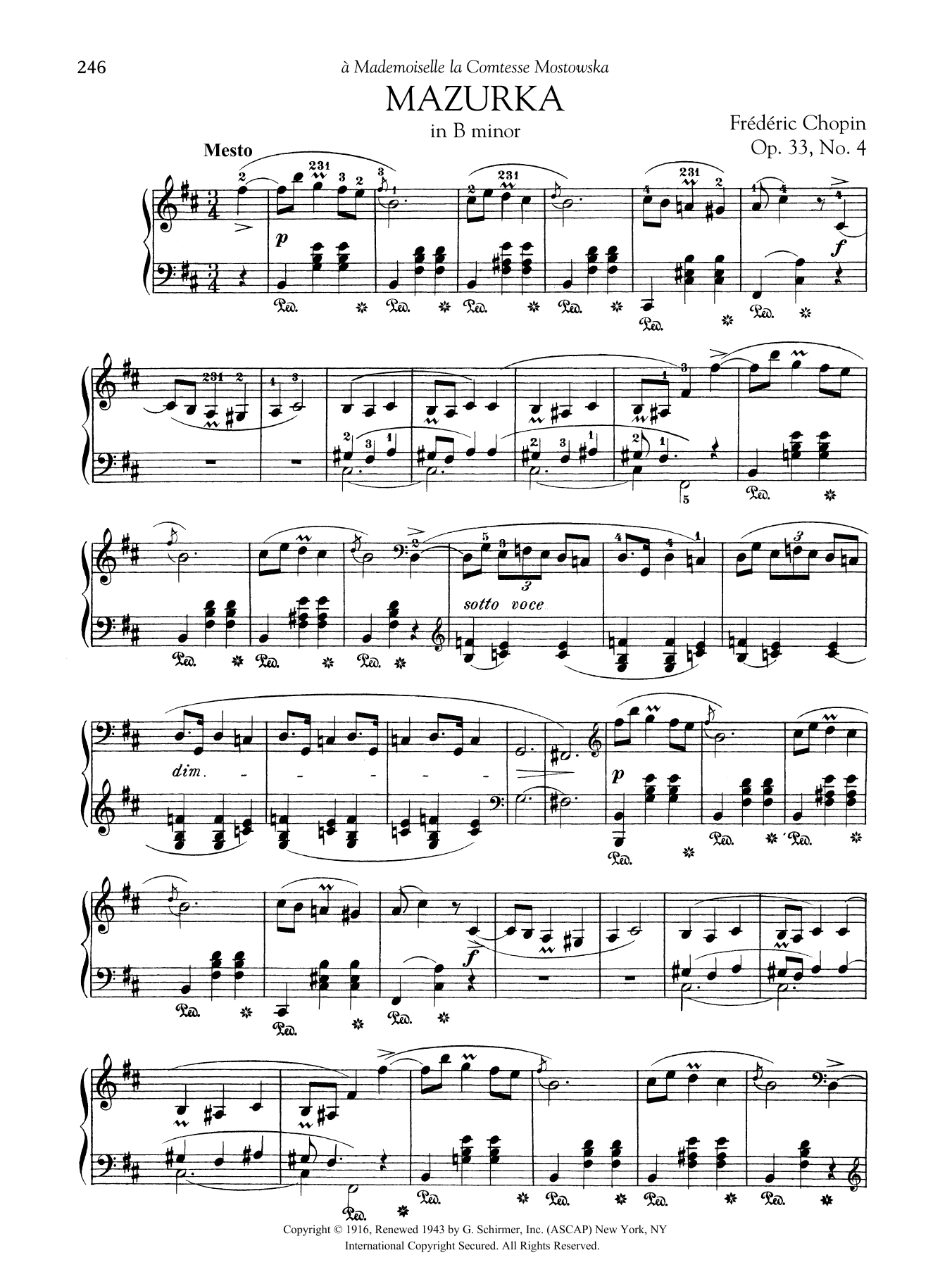 Download Frederic Chopin Mazurka in B minor, Op. 33, No. 4 Sheet Music