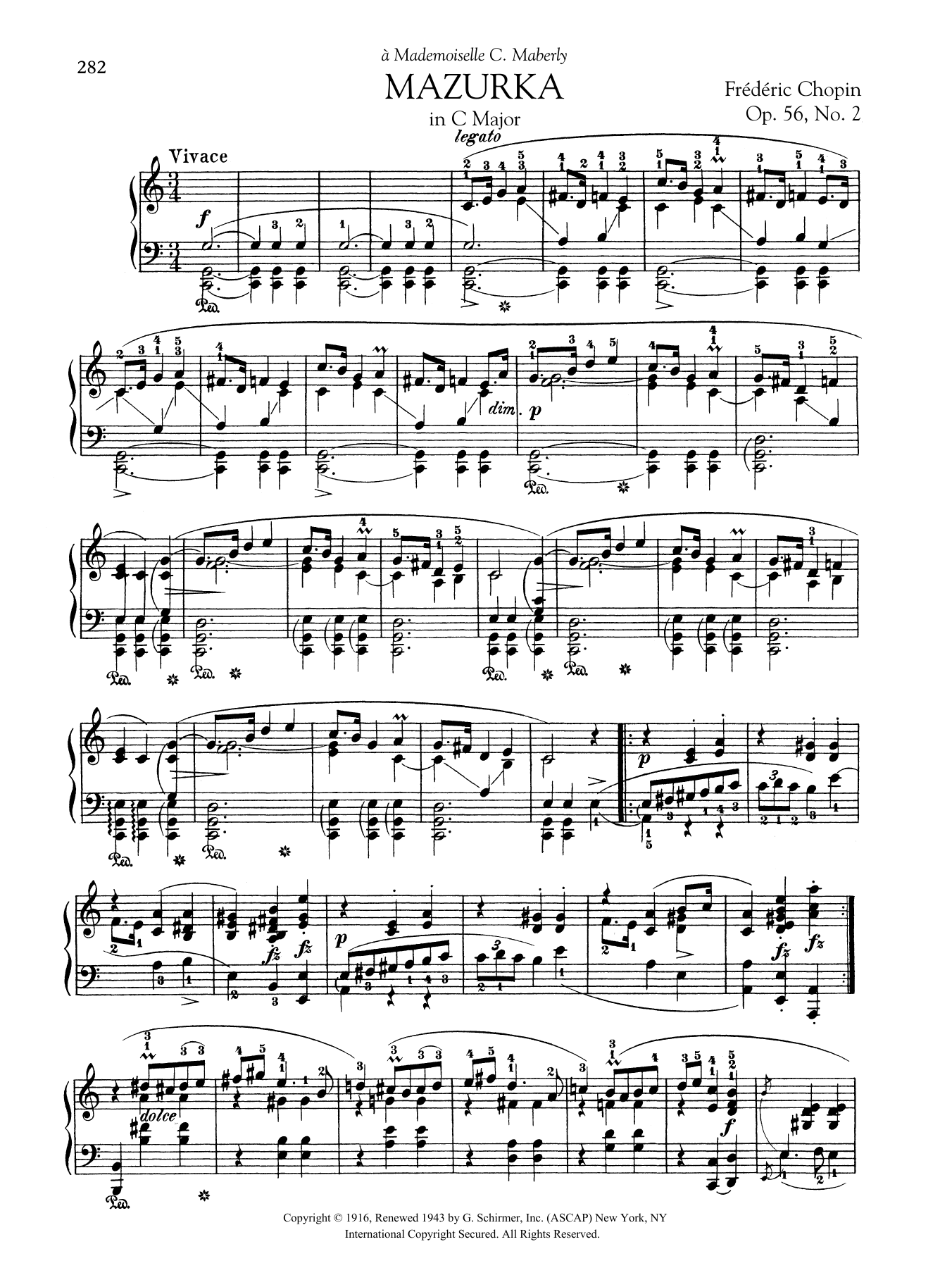 Download Frederic Chopin Mazurka in C Major, Op. 56, No. 2 Sheet Music