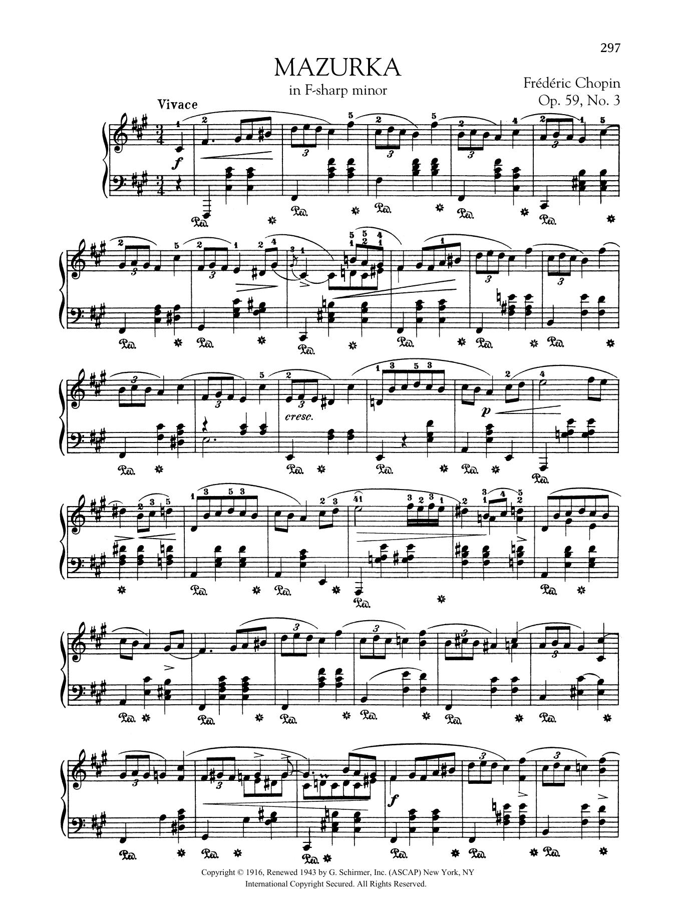 Download Frederic Chopin Mazurka in F-sharp minor, Op. 59, No. 3 Sheet Music