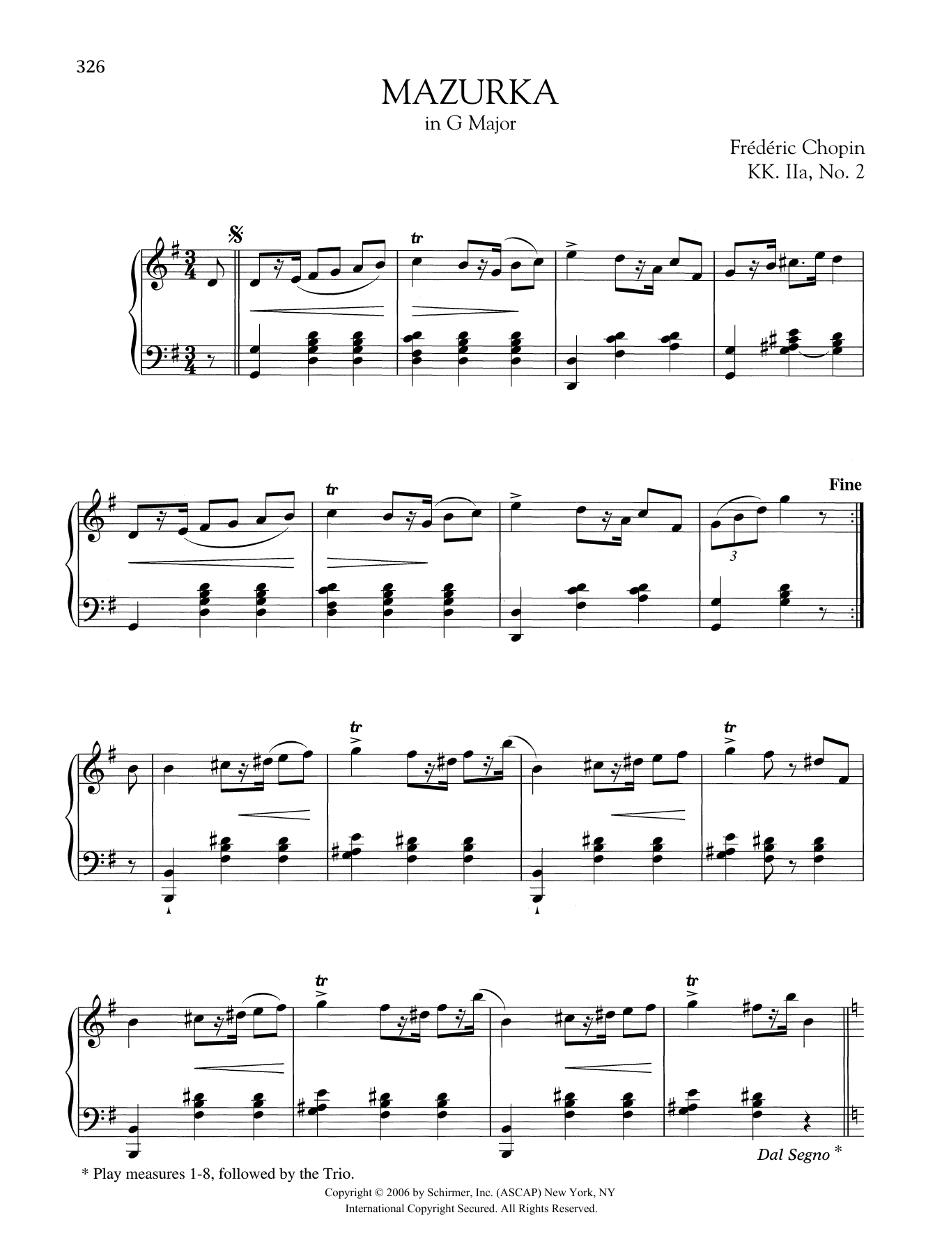 Download Frederic Chopin Mazurka in G Major, KK. IIa, No. 2 Sheet Music