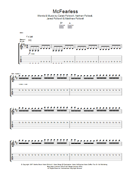 Download Kings Of Leon McFearless Sheet Music