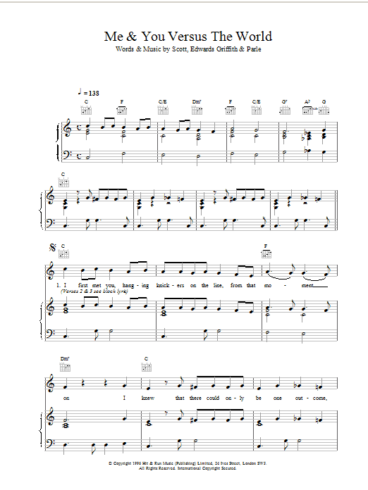 Download Space Me & You Versus The World Sheet Music