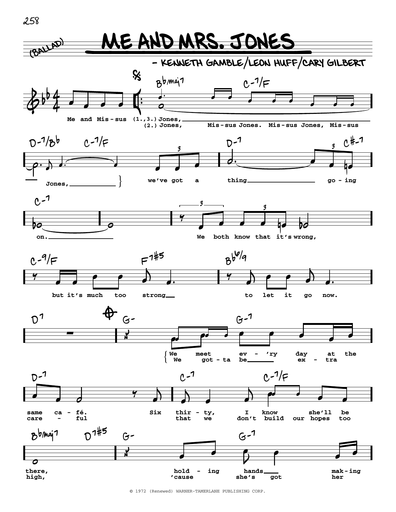 Download Cary Gilbert Me And Mrs. Jones (High Voice) Sheet Music