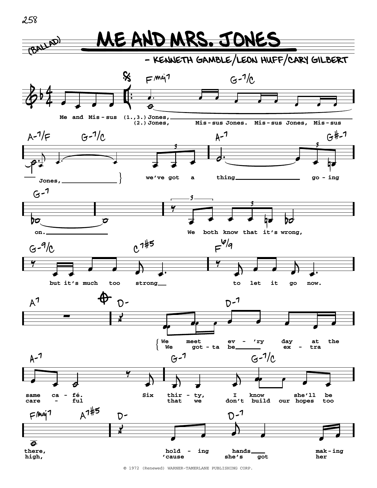 Michael Buble Me And Mrs. Jones (Low Voice) sheet music notes printable PDF score