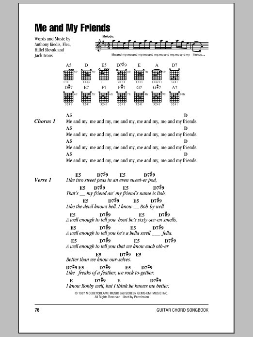 Download Red Hot Chili Peppers Me And My Friends Sheet Music
