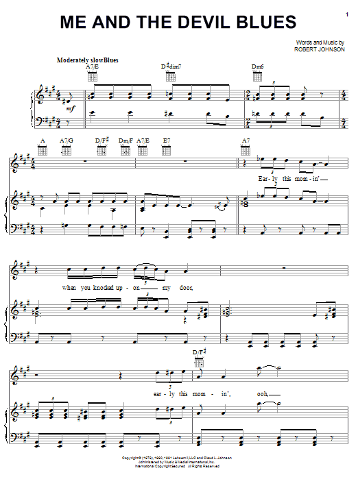 Download Robert Johnson Me And The Devil Blues Sheet Music