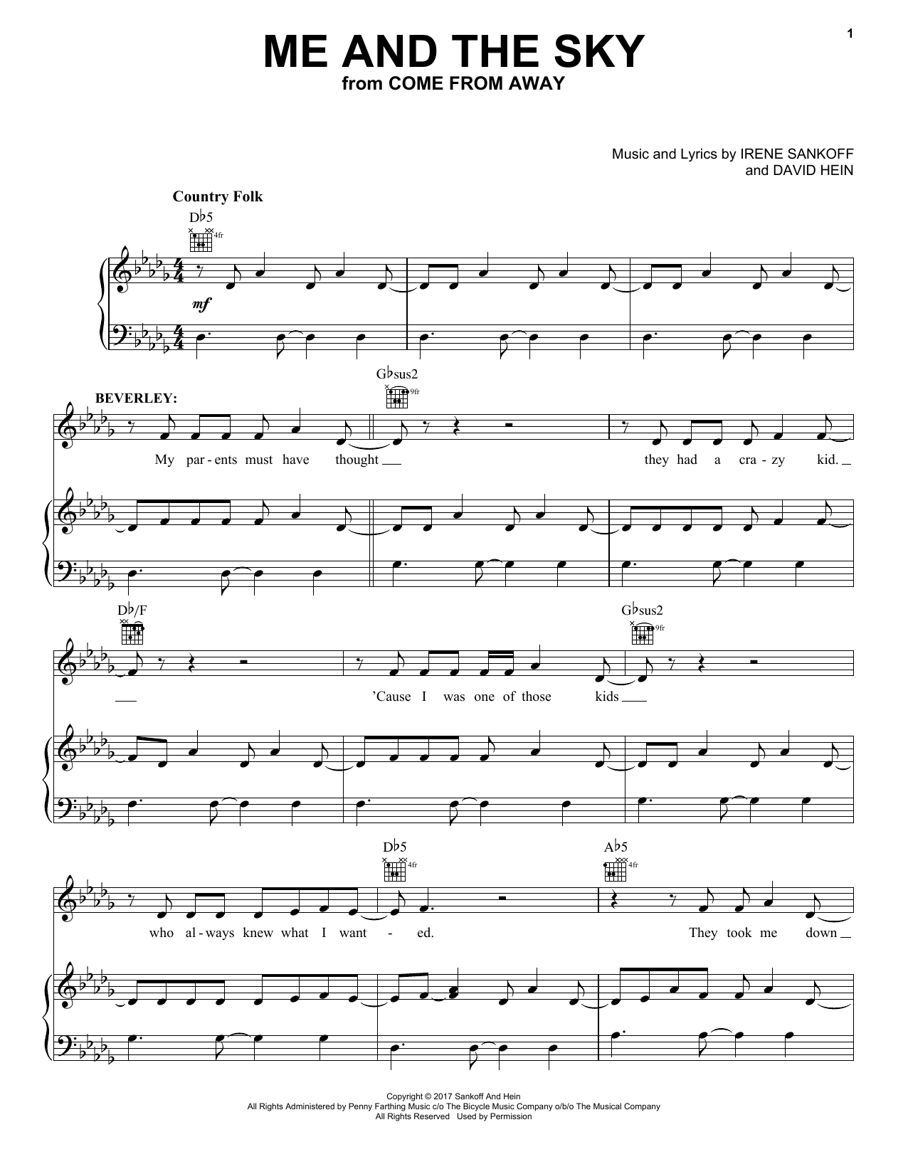 Download Irene Sankoff Me And The Sky Sheet Music