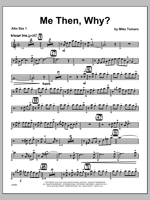 Download Mike Tomaro Me Then, Why? - 1st Eb Alto Saxophone Sheet Music
